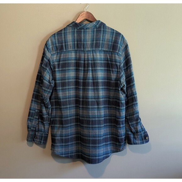 Field & Stream Size Large Flannel Shirt Mens Plaid Heavyweight Blue LS Button - Picture 4 of 4